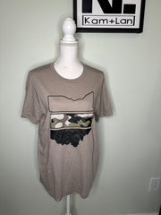 Large & XL Ohio camo design custom unisex khaki tshirt